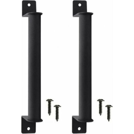 2 Pcs Durable Carbon Steel Barn Door Handle Retro Barn Style Door Anti-Corrosion Sliding Door Handle with Screws for Sliding Barn Doors Closet - Black (1/5)