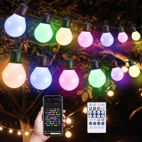 Lichterkette für den Außenbereich, 20 LEDs, 10 m lang, mit Fernbedienung und App, Timer, 16 Millionen Farben und 50 Szenenmodi, Lichterkette für Garten und Party (1/5)