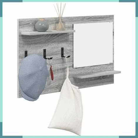 874520 Porte-manteau mural avec étagère Gris Sonoma 90 x 10 x 50 cm (1/5)