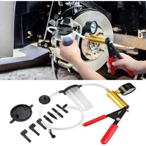Kit de purge de liquide de frein, testeur de circuit de vide, kit d'outils de diagnostic, pompe à vide manuelle, kit d'outils de réparation de vide automobile (avec adaptateur de manomètre) (1/3)