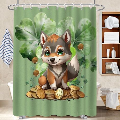Ensemble rideau de douche polyester avec anneaux 180x180 aéré bâche de douche pour décoration salle de bain (1/5)