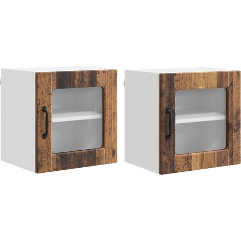 Maison Exclusive - Mobile in vetro da parete PORTO 2 pcs Legno vecchio