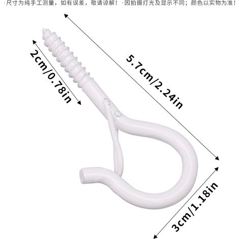 Ganchos roscados aptos para guirnaldas de luces exteriores, tiendas de campaña, columpios y ganchos Q. (20 tornillos por paquete, más 1 llave Allen, color blanco) (1/5)