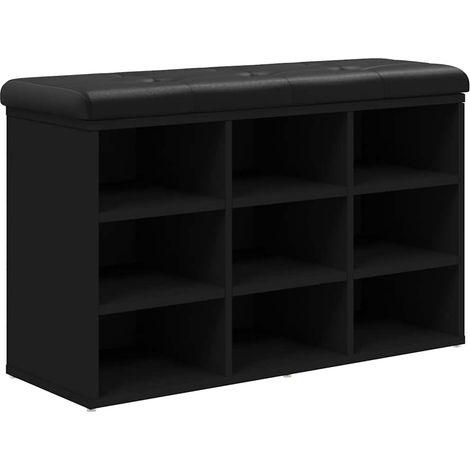 Shoe Bench Black 82x32x50 cm Engineered Wood vidaXL (1/5)