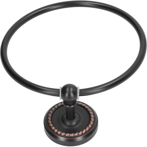 Antiker, an der Wand montierter Handtuchhalter aus Messing mit schwarzem, gedrehtem Muster. (1/5)