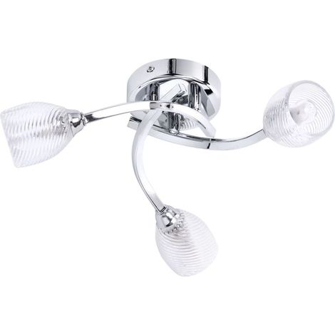 Litecraft Catri Ceiling Light Flush Bathroom IP44 Rated 3 Arm - Polished Chrome (1/5)