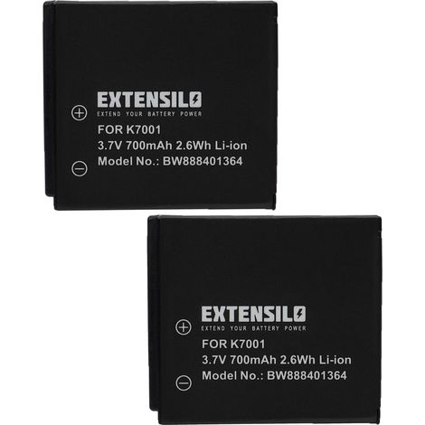 EXTENSILO 2x Akku kompatibel mit Medion Life P47350, X47006, S47000 Kamera (700 mAh, 3,7 V, Li-Ion) (1/3)