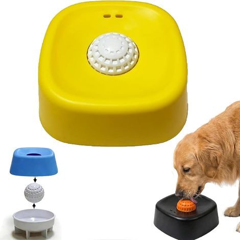 Bols pour Chiens à Alimentation Lente pour friandises liquides, Bol à lécher pour Chien avec Boules roulantes pour Bouillon d'os et Yaourt, pour Races de Chiots de Grande, Moyenne et peti Yellow 1pcs (1/5)