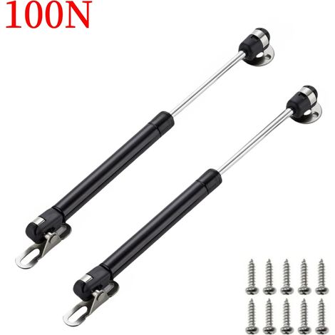 (2 pièces noires - 15 cm) Charnières de meubles, vérins à gaz 100 N/10 kg, ressorts de maintien pour portes de placards et couvercles de cuisine, support pneumatique (1/5)