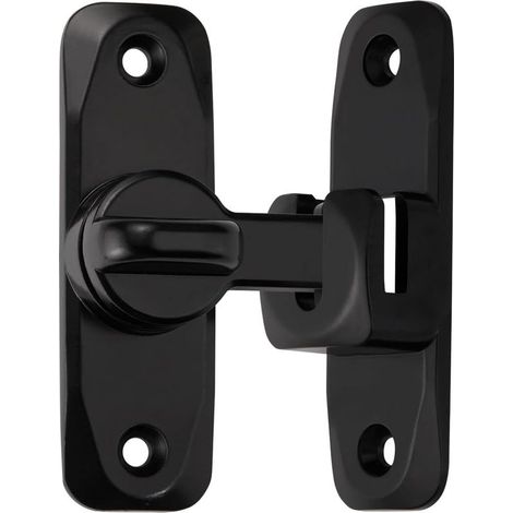 Verrou coulissant intérieur pour porte, pêne dormant antivol noir, rotation à 90°, sans marque, universel (1/5)