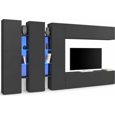 Mobile Porta TV da Soggiorno Parete Attrezzata 340 cm Antracite Opaco (1/5)