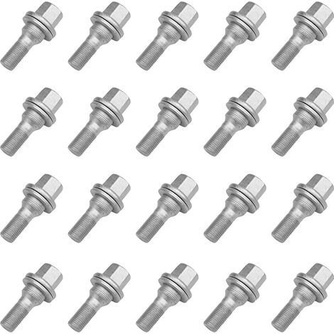 20pcs Boulon Roue Vis M12x1,25 9817024580 pour C2 C3 C4 C5 C6 DS3 DS4 DS5 Berlingo SAXO XSARA Jumper 206 207 306 307 308 3008 5008 boulons de roue essieu arrière essieu avant (1/5)