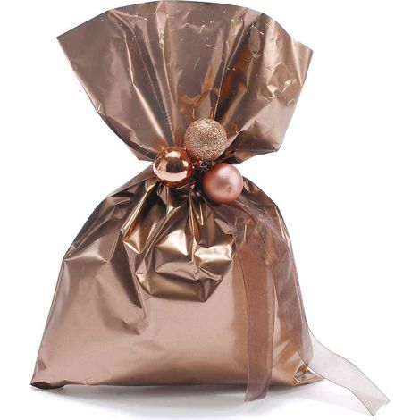 Busta a sacchetto regalo metallizzata bronzo opaco. Ideale per confezioni regalo, set da 100 pezzi, cm 20 x 30 H