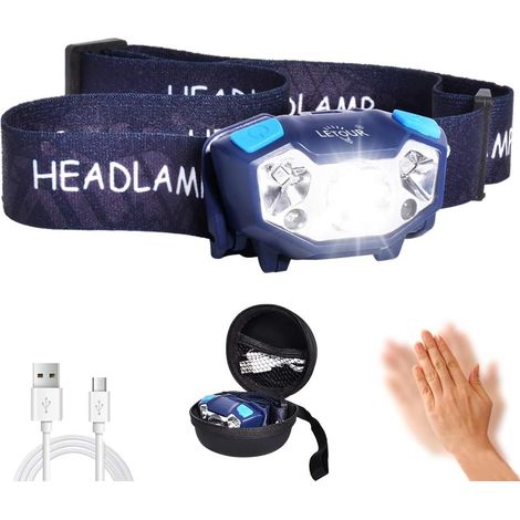 Lampe frontale LED rechargeable LETOUR, 5 modes, étanche IP65, 350 lm, idéale pour le camping, la randonnée, le jogging, la pêche et le bricolage. (1/5)