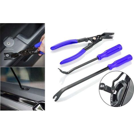 GABRIELLE 3pcs clips de panneau de porte de voiture pinces garniture enlèvement attache extracteur outil de réparation-bleu (1/4)