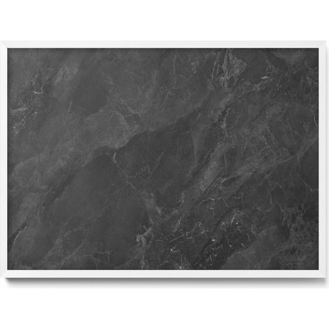 Tableau Magnétique en Métal Tableau pour Magnet - Motif Structure en pierre foncée - Minimaliste - Cadre Blanc - 70x50 cm - Plaque Magnétique