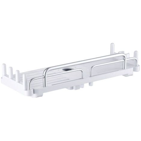 Étagère de Douche télescopique 28-44 cm, Suspendre pour Salle de Bain sans perçage, étagère de Rangement pour Barre de Douche de 18 à 25 mm (Blanc) (1/5)