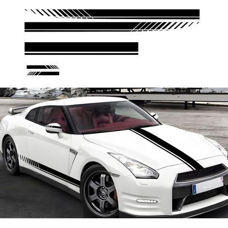 5 x Stylish Racing Stripes Car Hood Car Body Mirror Stickers Waterproof Vinyl Stickers for Car, Skirt, Roof, Hood, Bumper (1/5)