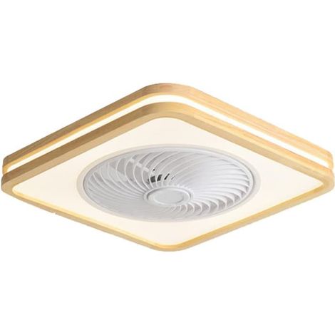 Ventilateur de plafond japonais ultra-mince à bordure ronde en bois avec éclairage intégré, trois vitesses de ventilation réglables, silencieux, lampe de plafond dissimulée, luminaire écoénergétique a (1/5)
