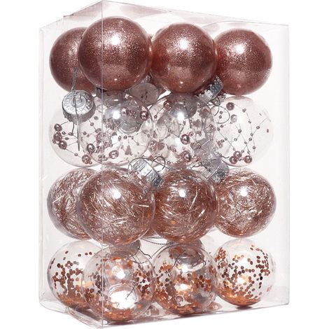 Boule De Décoration De Noël - Boule En PET Transparente Ronde 8 Cm - Pour Arbre De Noël Intérieur Extérieur - 24 Pièces (1/5)