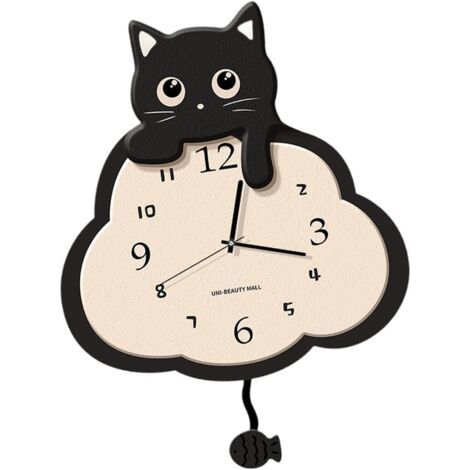 Horloge Murale décorative en Forme de Chat, Pendule créative pour Salon et décoration intérieure. (1/4)
