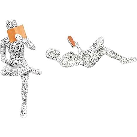 Décoration intérieure : Figurine de femme lisant un roman, sculpture, décoration de chambre, style abstrait moderne, pour étagère, table ou bureau (1/5)