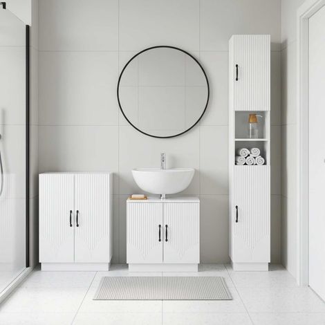 vidaXL Juego de armarios de baño de 3 piezas HOORN Blanco Brillante (1/5)