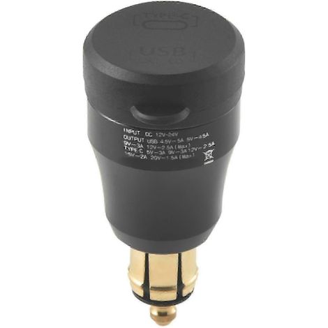 Chargeur rapide USB Type-C pour moto, adaptateur secteur étanche 12 V/24 V QC3.0, double port 46 W avec prise Hella DIN pour motos BMW (1/5)
