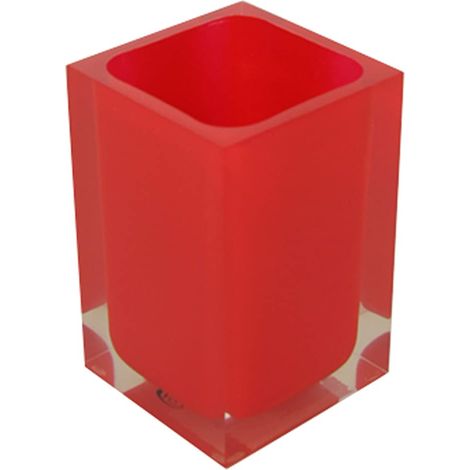 GEDY Auckland Portaspazzolini da Bagno Rosso, Misure e Peso: 11X7,2X7,2 CM & 0,29 kg, Portaspazzolini in Resina Trasparente di Alta qualità, Design R&S Gedy, Fatto a Mano, 2 Anni di Garanzia (1/5)