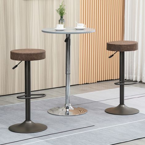 Ensemble de 2 tabourets de bar avec repose-pieds - 35x36x64-85cm - tabourets pivotants de cuisine à hauteur réglable - marron