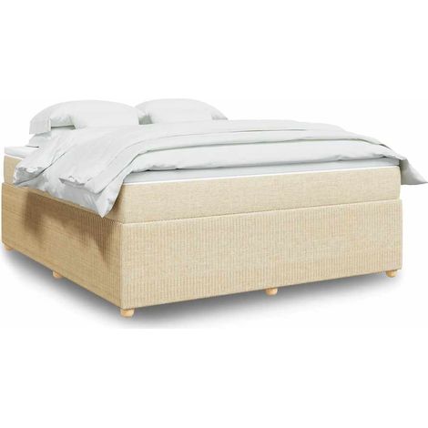 Boxspringbett mit Matratze Creme 180x200 cm Stoff