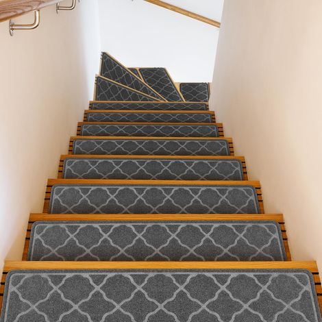 Lot de 4 Tapis Escalier Antidérapant, D'escalier D'intérieur Moquette Autocollante 76X20cm, Caoutchouc Anti Dérapant Escalier Tapis Réutilisable pour Enfants, Aînés et Animaux (1/5)