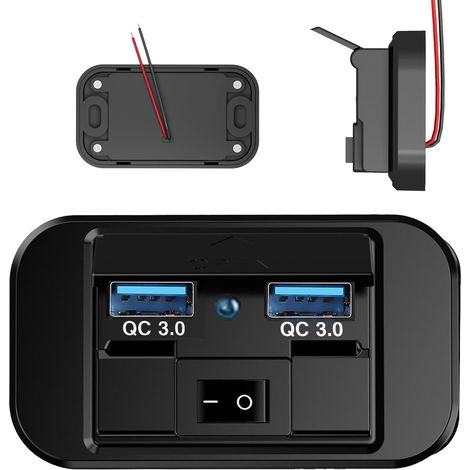Enchufe USB para cargador de coche, panel de toma USB de 12 voltios  2 enchufes de cargador USB  Adaptador de cargador de coche resistente (1/5)