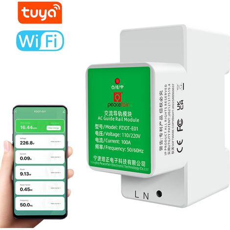 Decdeal Intelligente einphasige WLAN-Strommesser-Installationsspannung und aktuelle BT-Verbindung Smartphone Peace Tuya Dual App Remote Control-kompatibel mit Android iOS-System