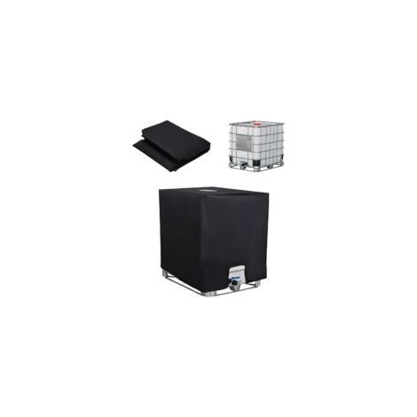IBC-Tankabdeckung (1000 l), Wassertankabdeckung, UV- und staubbeständige Regenwassernutzungsabdeckung mit Deckel, Schutzhülle für IBC-Container, 116 x 100 x 120 cm, Schwarz (1/5)