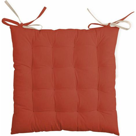 Coussin de chaise réversible 40x40 cm – Bicolore terracotta et lin – Confort optimal pour intérieur et extérieur – (1/5)