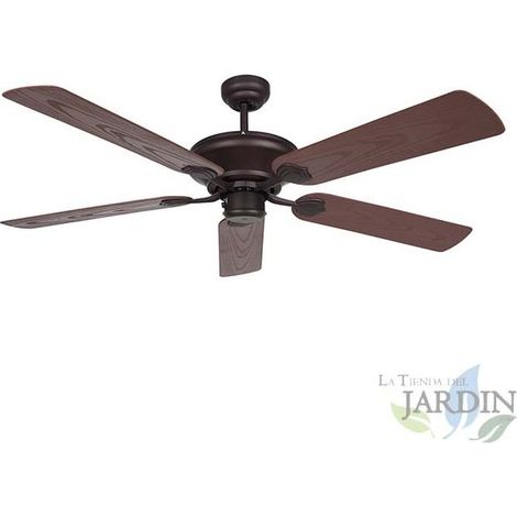 Deckenventilator ohne Licht für draußen, 5 Flügel, 132 cm Durchmesser, 60 W Leistung und 3 Geschwindigkeiten, schwarz.