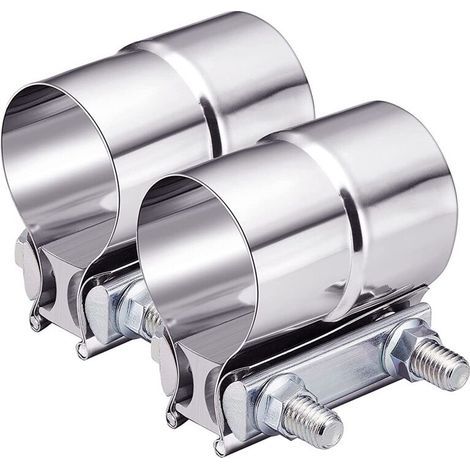 Convient aux colliers de serrage de tuyaux d'échappement de 2 pouces, connecteurs de manchon de collier de serrage de tuyau d'échappement en acier inoxydable (paquet de 2) (1/5)