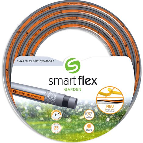 Gartenschlauch Grau 1/2 Zoll 25 m 5-lagig verstärkt knick und drehfest "Smartflex"