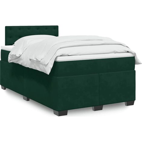 Boxspringbett mit Matratze Dunkelgrün 140x190 cm Samt