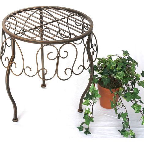 DanDiBo Blumenhocker Metall Braun Rund 35 cm Blumenständer 140129 XL Beistelltisch Pflanzenständer Klein