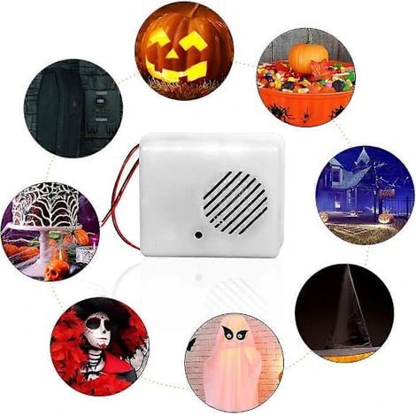 Décoration d'Halloween effrayante activée par la voix, capteur sonore, haut-parleur hurlant, accessoires d'horreur pour maison hantée, capteur sonore d'Halloween (1 pièce) (1/5)