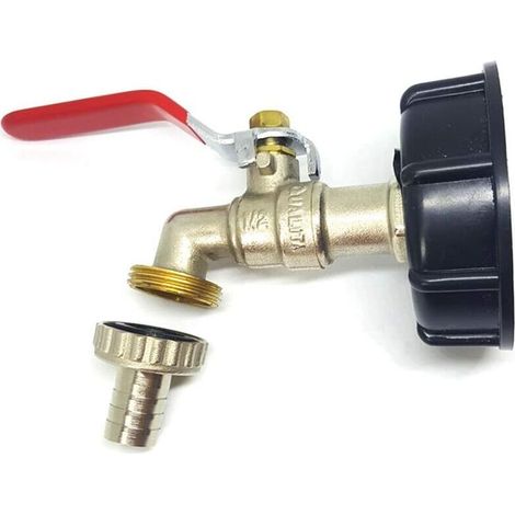 Robinet de réservoir 1 000 l, adaptateur de réservoir de vidange IBC S60X6, vanne de sortie de robinet 1/2 pouce, robinet en laiton pour IBC 1 (1/4)