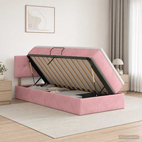 vidaXL Cama con almacenamiento Rosa 90 x 200 cm Terciopelo (1/5)