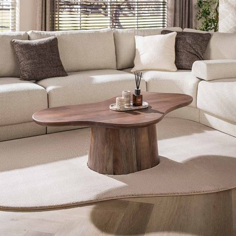 Table basse style nature en acacia massif brun Sandie (1/5)