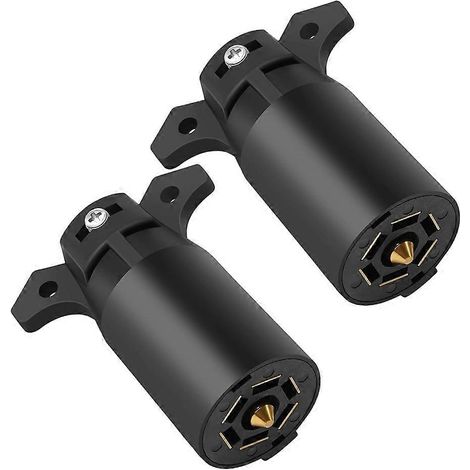 Prise de remorque à 7 broches (lot de 2), prise de remplacement pour câblage de remorque 12 V à 7 broches, connecteur rond à 7 points pour feux de remorque de type camping-car (1/5)