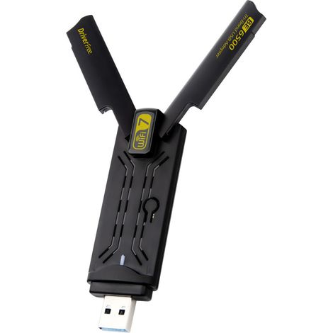 Carte réseau sans fil WiFi7 tri-bande BE6500M pour ordinateur de bureau, ordinateur portable, carte réseau sans fil de jeu sans clé USB (1/4)