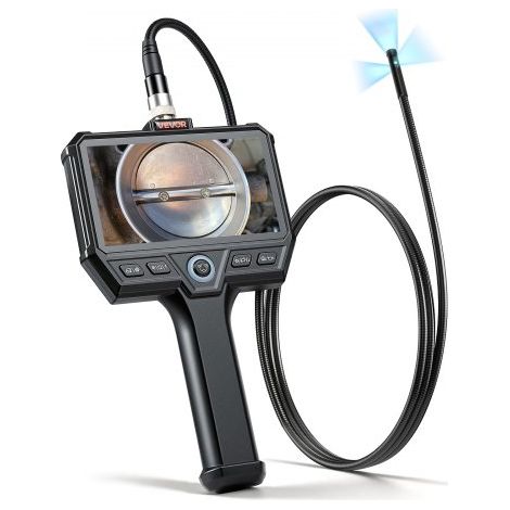 Triple Lens Endoskopkamera mit Licht, Inspektionskamera mit 5 Zoll Bildschirm 1,5 m Kabel & 5000mAh Akku, 8 mm Kanalkamera mit 8X Zoom & IP67, Boroskopkamera mit Handgriff für Auto Rohre Abfluss