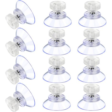 12 Grandes Ventouses Ventouses en Plastique Ventouse Anti-Collision Transparente en Caoutchouc Vis Écrou en Métal Ventouse Solide en PVC Transparent Remplacement avec Écrou de Vis (25M5-6)