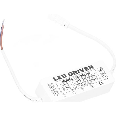 LED Driver, LED Power Driver 18-25X1W Sortie 54-87VDC 300mA Entrée AC85-265V Silencieux pour Le Salon pour la Maison (1/5)